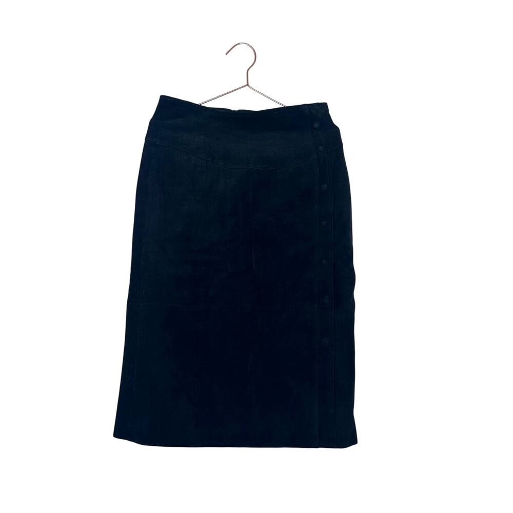W leather by Wilson black leather suede midi skirt size 14